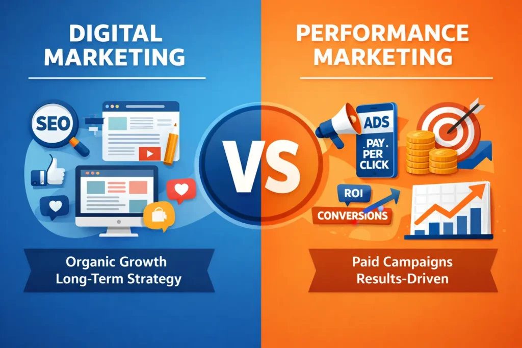 digital marketing vs performance marketing
