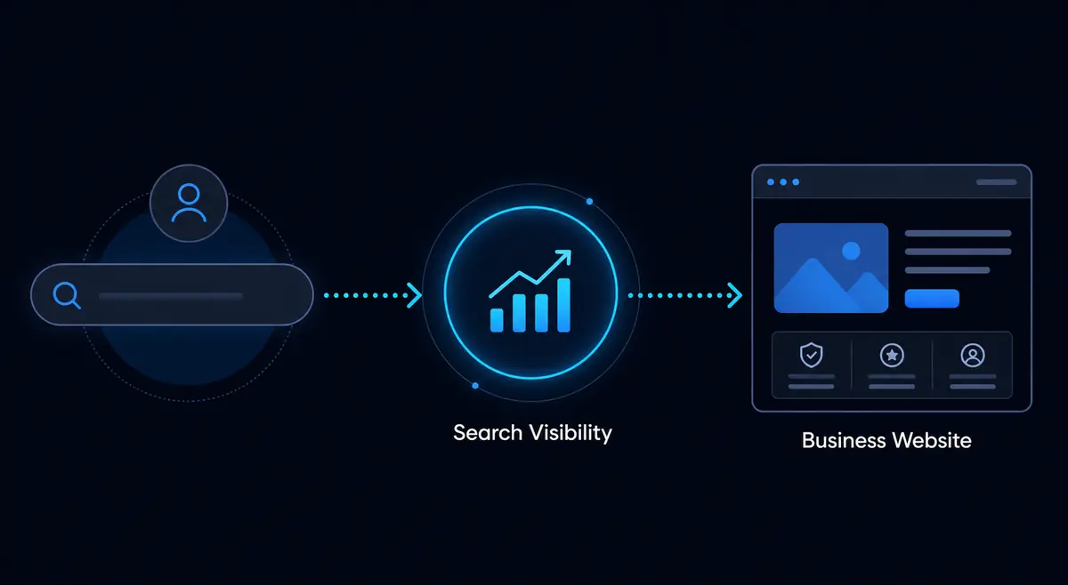 SEO for Business Websites: Why Search Visibility Still Matters Search visibility for business websites connecting users with relevant pages