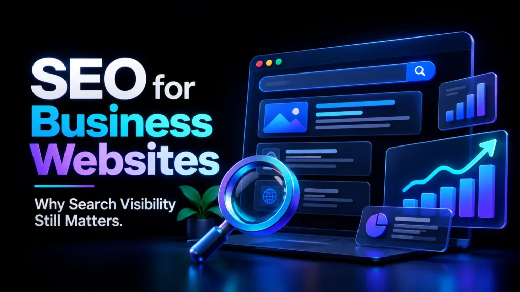 SEO for Business Websites strategy showing search visibility and content structure