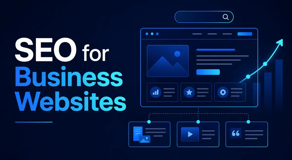 SEO Guide SEO for Business Websites strategy showing search visibility and content structure