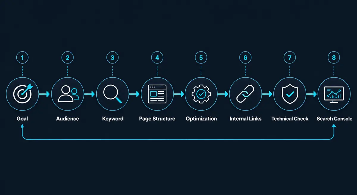 SEO for Business Websites: Why Search Visibility Still Matters SEO workflow for a business website from keyword mapping to Search Console monitoring