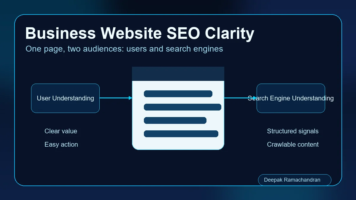 Business website SEO clarity showing page structure for users and search engines
