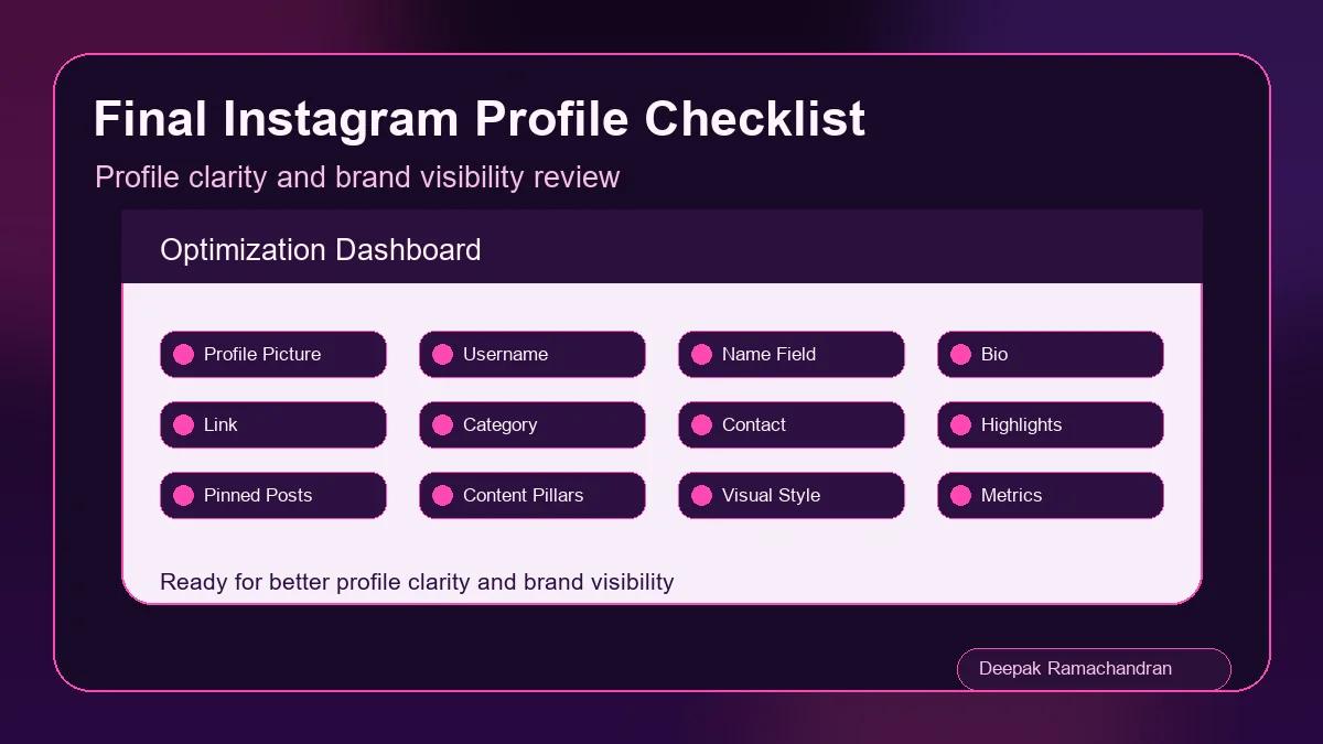 Final Instagram Profile Optimization Checklist for better brand visibility and profile clarity