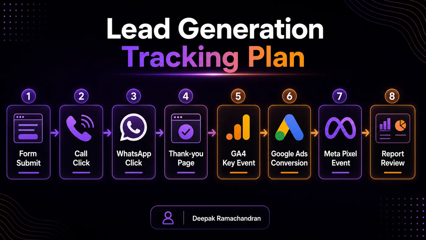 Lead generation conversion tracking plan for forms, calls, WhatsApp, and ad platforms