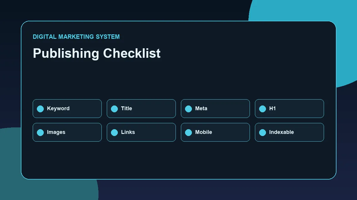 On-Page SEO Checklist for Business Websites On-page SEO publishing checklist