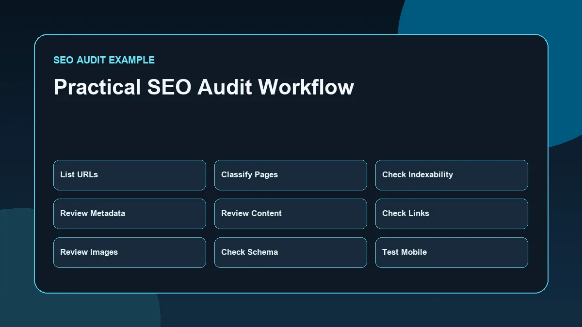 SEO audit workflow for a WordPress website